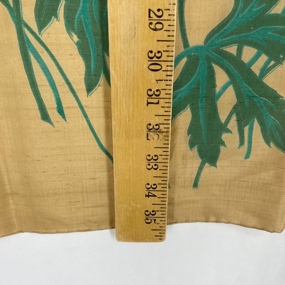 Women's 100% Raw Silk Scarf Beige Pink Blue Floral Print Handmade in Thailand - Picture 12 of 12